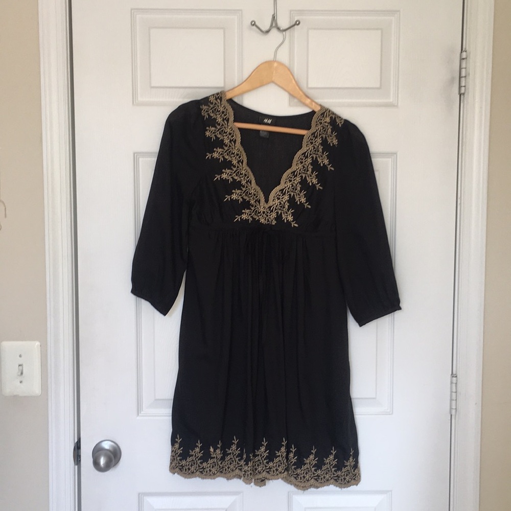 Gold Embroidered Tunic Dress